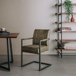 Eetkamerstoel Ferro met armleuning - Groen - Loft24.nl