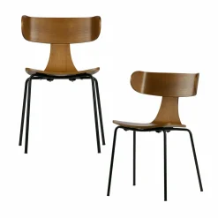 Eetkamerstoel Form met zwarte poot - Bruin - Loft24.nl