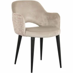 Eetkamerstoel Giovanna Velvet en stof kleur Khaki/Rose - Loft24.nl
