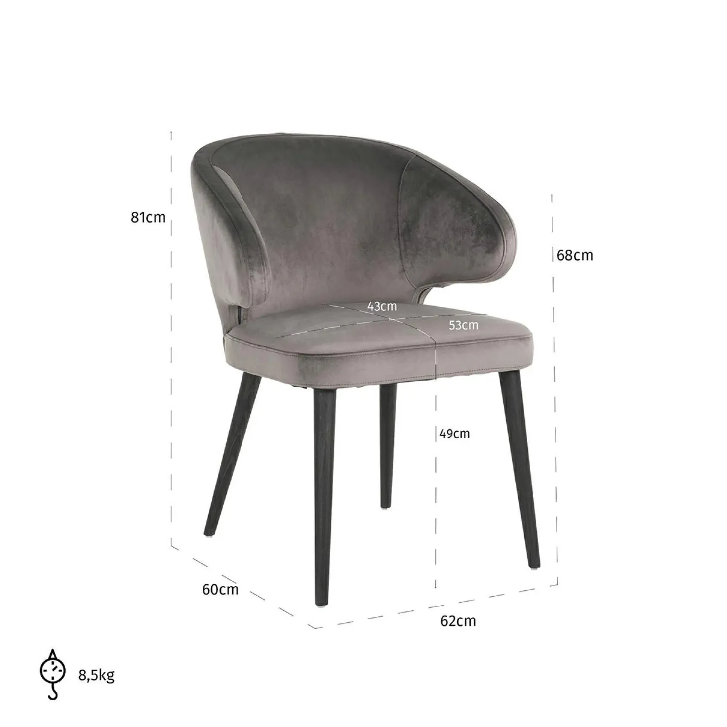 Eetkamerstoel Indigo Velvet - Loft24.nl