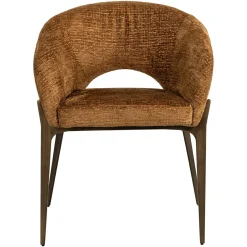 Eetkamerstoel Kenzi Chenille - Cognac - Loft24.nl