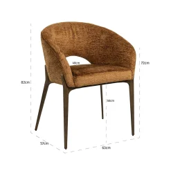 Eetkamerstoel Kenzi Chenille - Cognac - Loft24.nl