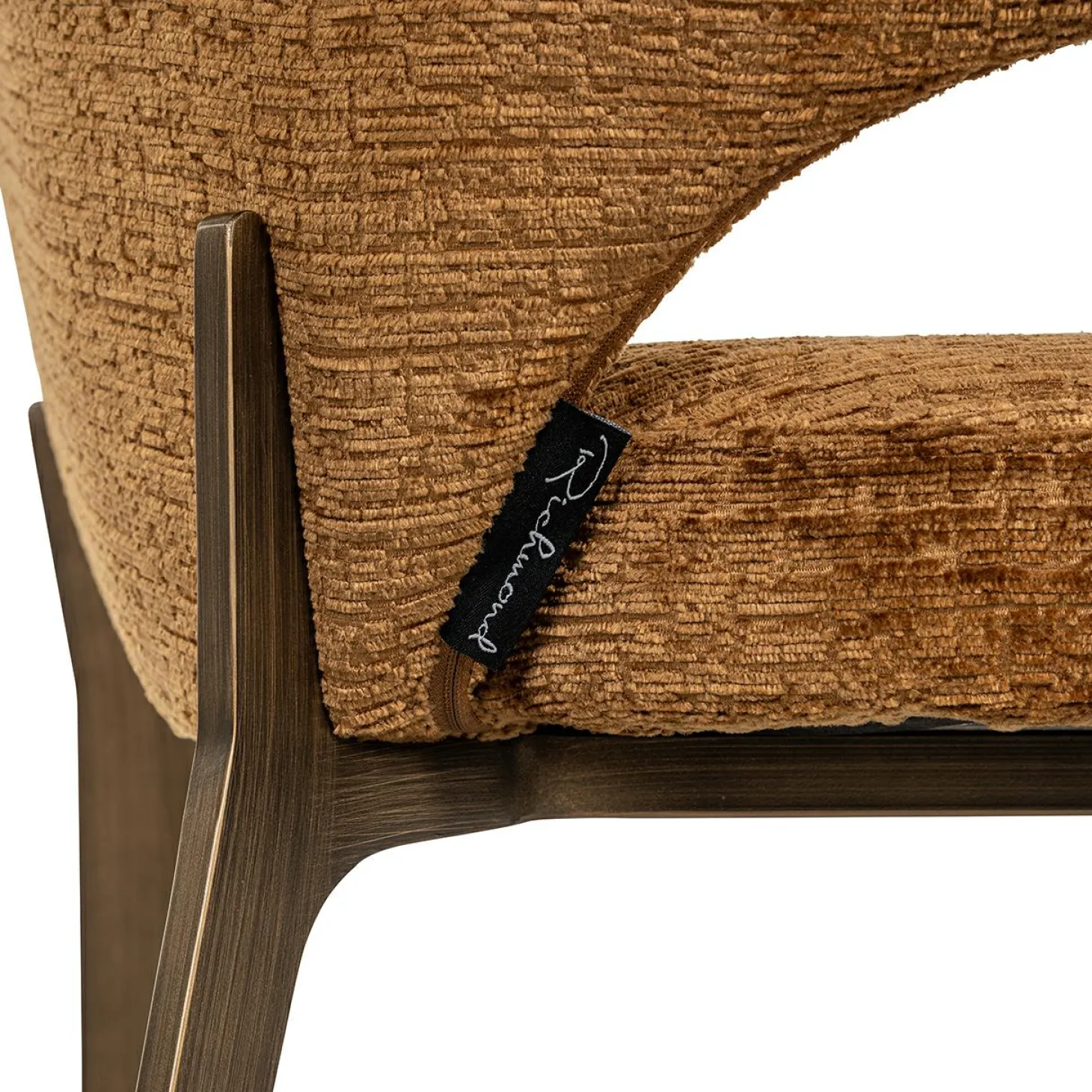 Eetkamerstoel Kenzi Chenille - Cognac - Loft24.nl