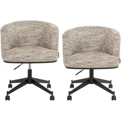 Eetkamerstoel Lana Graffic stof kleur Beige - Loft24.nl