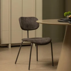 Eetkamerstoel Link Chenille - Bruin/Grijs - Loft24.nl