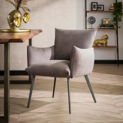 Eetkamerstoel Lobby - Velours Antraciet - Loft24.nl