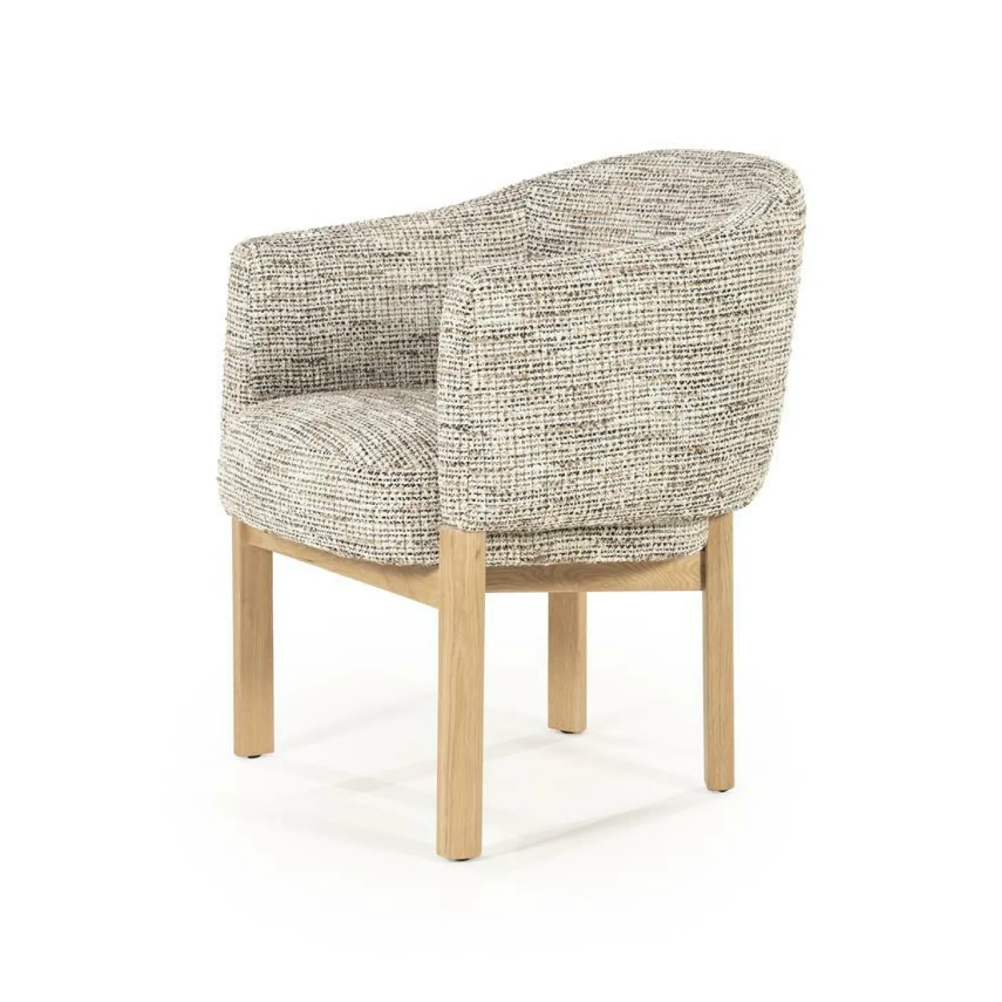 Eetkamerstoel Micha Geweven stof en eikenhout - Taupe - Loft24.nl