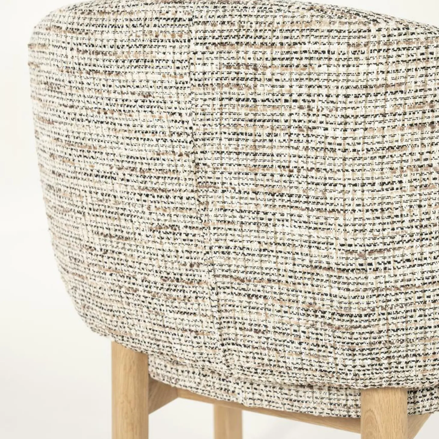 Eetkamerstoel Micha Geweven stof en eikenhout - Taupe - Loft24.nl