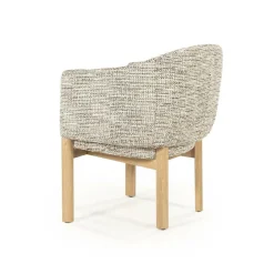 Eetkamerstoel Micha Geweven stof en eikenhout - Taupe - Loft24.nl