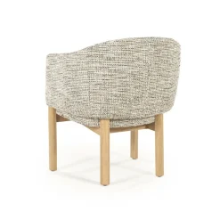 Eetkamerstoel Micha Geweven stof en eikenhout - Taupe - Loft24.nl