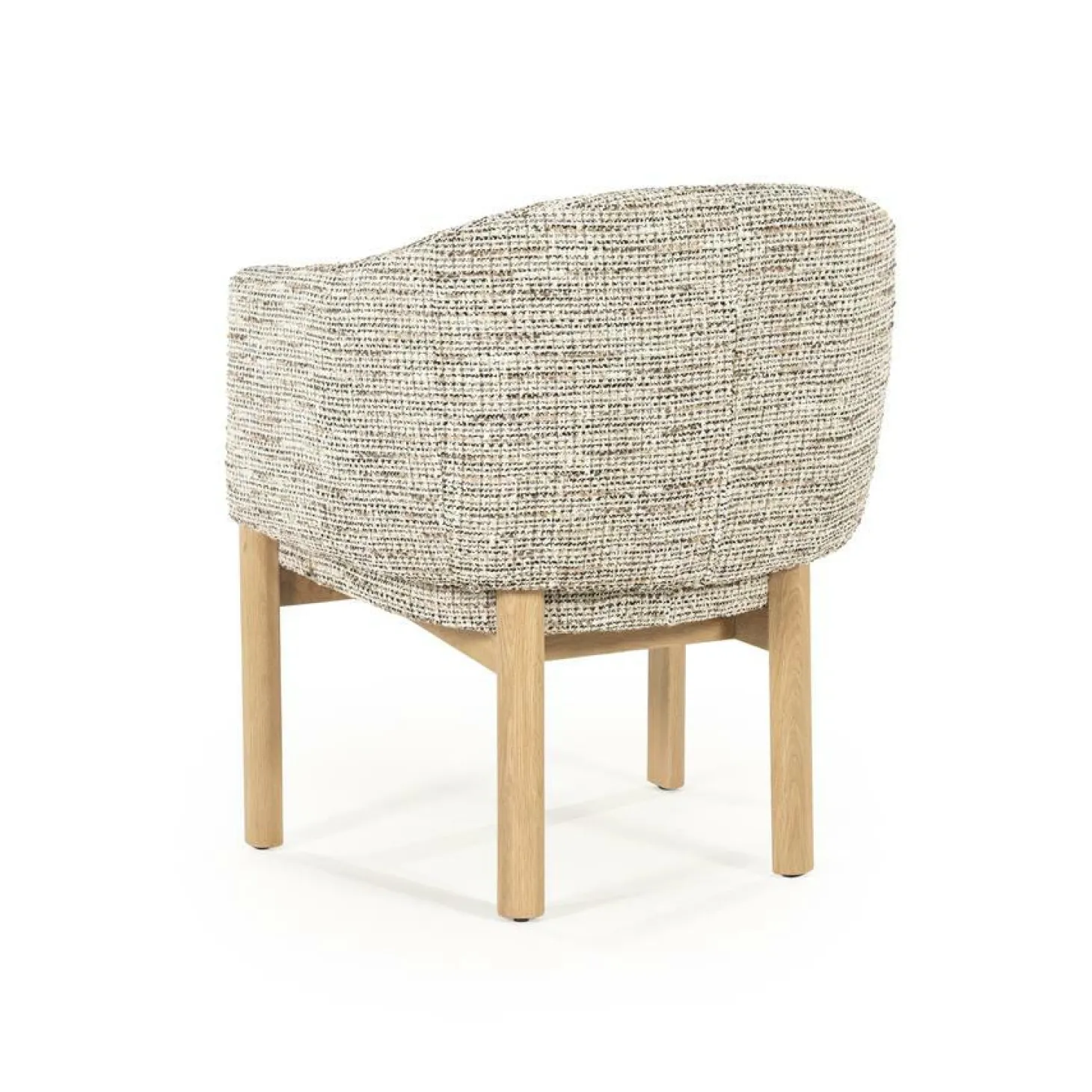 Eetkamerstoel Micha Geweven stof en eikenhout - Taupe - Loft24.nl