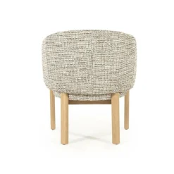 Eetkamerstoel Micha Geweven stof en eikenhout - Taupe - Loft24.nl