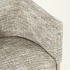 Eetkamerstoel Micha Geweven stof en eikenhout - Taupe - Loft24.nl