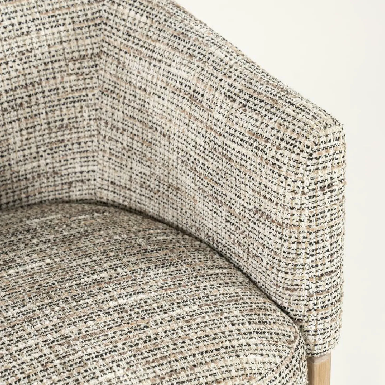 Eetkamerstoel Micha Geweven stof en eikenhout - Taupe - Loft24.nl