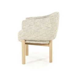Eetkamerstoel Micha Geweven stof en eikenhout - Beige - Loft24.nl