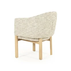 Eetkamerstoel Micha Geweven stof en eikenhout - Beige - Loft24.nl