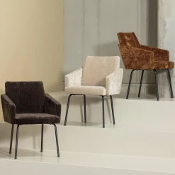 Eetkamerstoel Mount 3D Chenille Middenbruin - Loft24.nl