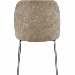 Eetkamerstoel Mount 3D Chenille met chrome poot - Zand - Loft24.nl