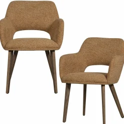 Eetkamerstoel Murat Bruin onderstel - Geel/Bruin - Loft24.nl