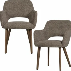 Eetkamerstoel Murat Bruin onderstel - Taupe/Bruin - Loft24.nl