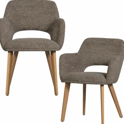 Eetkamerstoel Murat Naturel onderstel - Taupe/Bruin - Loft24.nl