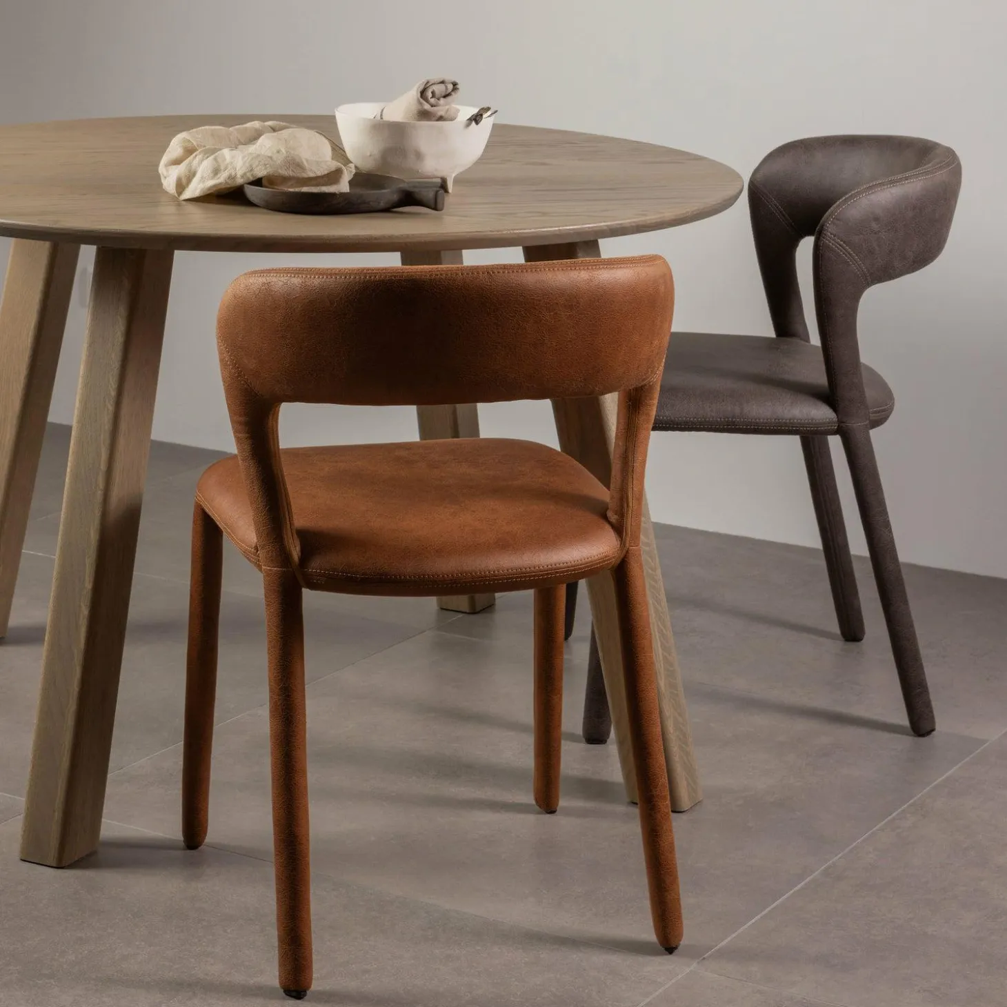 Eetkamerstoel Noble Lederlook - Cognac - Loft24.nl