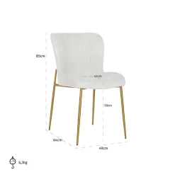 Eetkamerstoel Odessa Bouclé kleur Wit - Loft24.nl