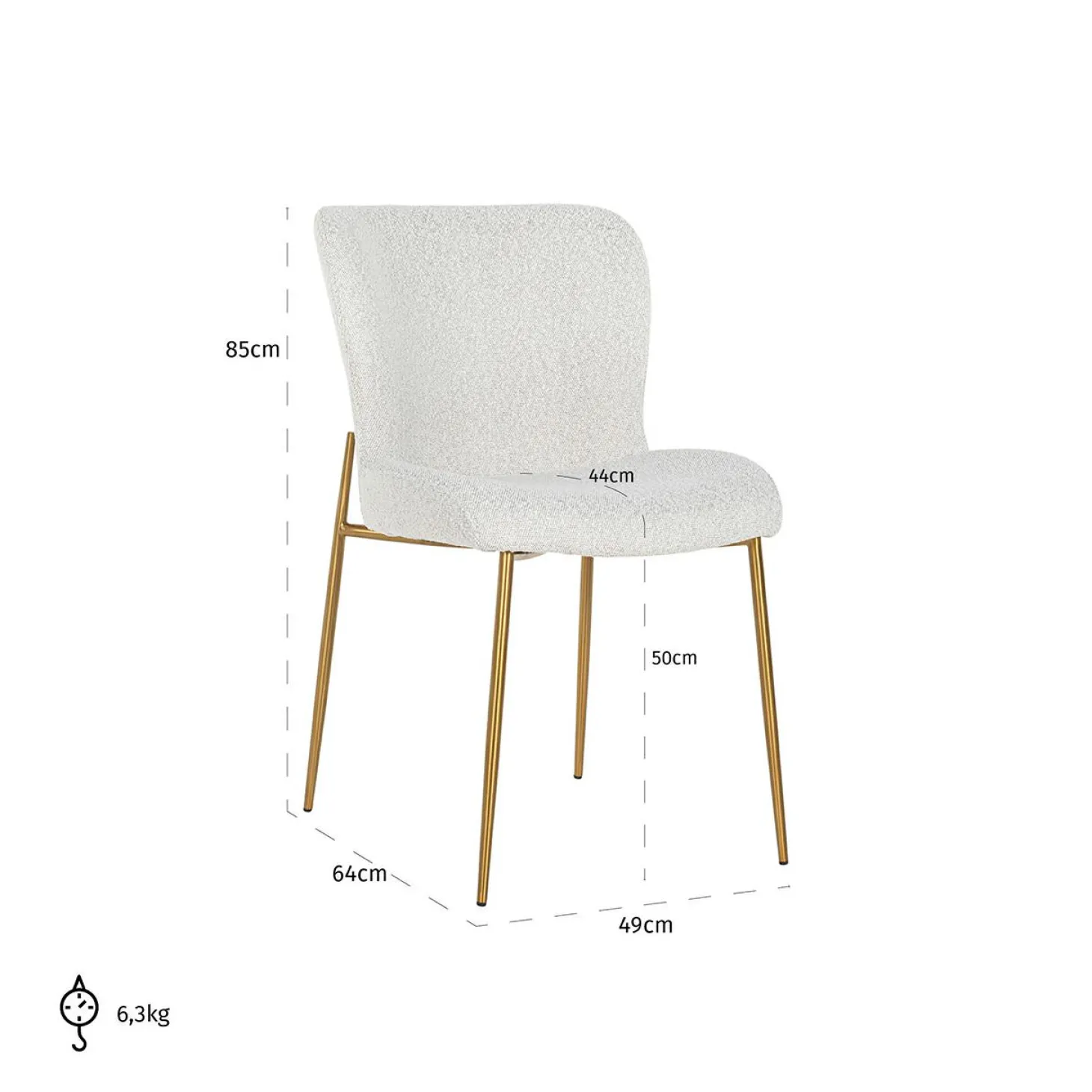 Eetkamerstoel Odessa Bouclé kleur Wit - Loft24.nl