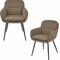 Eetkamerstoel Runa Chenille - Donker Zand - Loft24.nl