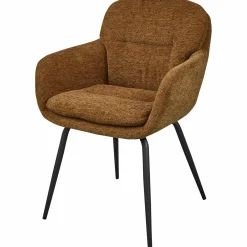 Eetkamerstoel Runa Chenille - Bruin/Geel - Loft24.nl