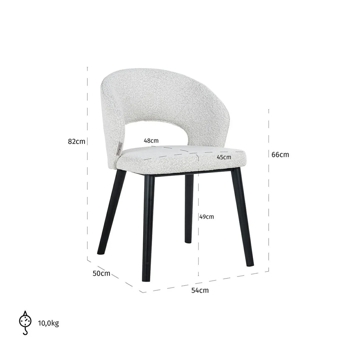 Eetkamerstoel Savoy Bouclé kleur Wit - Loft24.nl