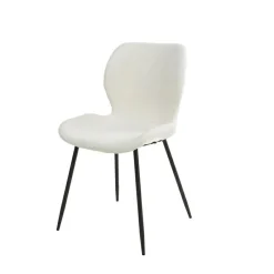 Eetkamerstoel Shell Bouclé - Wit - Loft24.nl