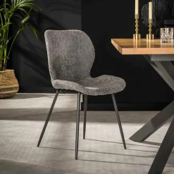 Eetkamerstoel Shell Bouclé - Grijs - Loft24.nl