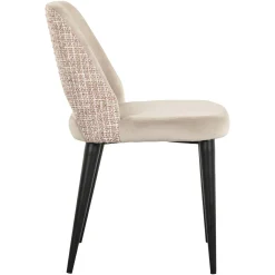 Eetkamerstoel Tabitha Velvet en stof kleur Khaki/Rose - Loft24.nl
