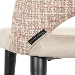 Eetkamerstoel Tabitha Velvet en stof kleur Khaki/Rose - Loft24.nl