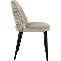 Eetkamerstoel Tabitha Velvet en stof kleur Khaki/Naturel - Loft24.nl