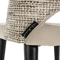 Eetkamerstoel Tabitha Velvet en stof kleur Khaki/Naturel - Loft24.nl