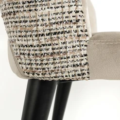 Eetkamerstoel Tabitha Velvet en stof kleur Khaki/Naturel - Loft24.nl