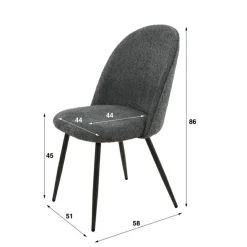 Eetkamerstoel Tom met hoge rug - Bouclé Wit - Loft24.nl