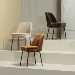 Eetkamerstoel Vogue 3D Chenille - Donkerbruin - Loft24.nl