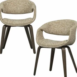 Eetkamerstoel Yossi Bruin houten onderstel- Zand - Loft24.nl