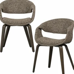 Eetkamerstoel Yossi Bruin houten onderstel- Bruin - Loft24.nl