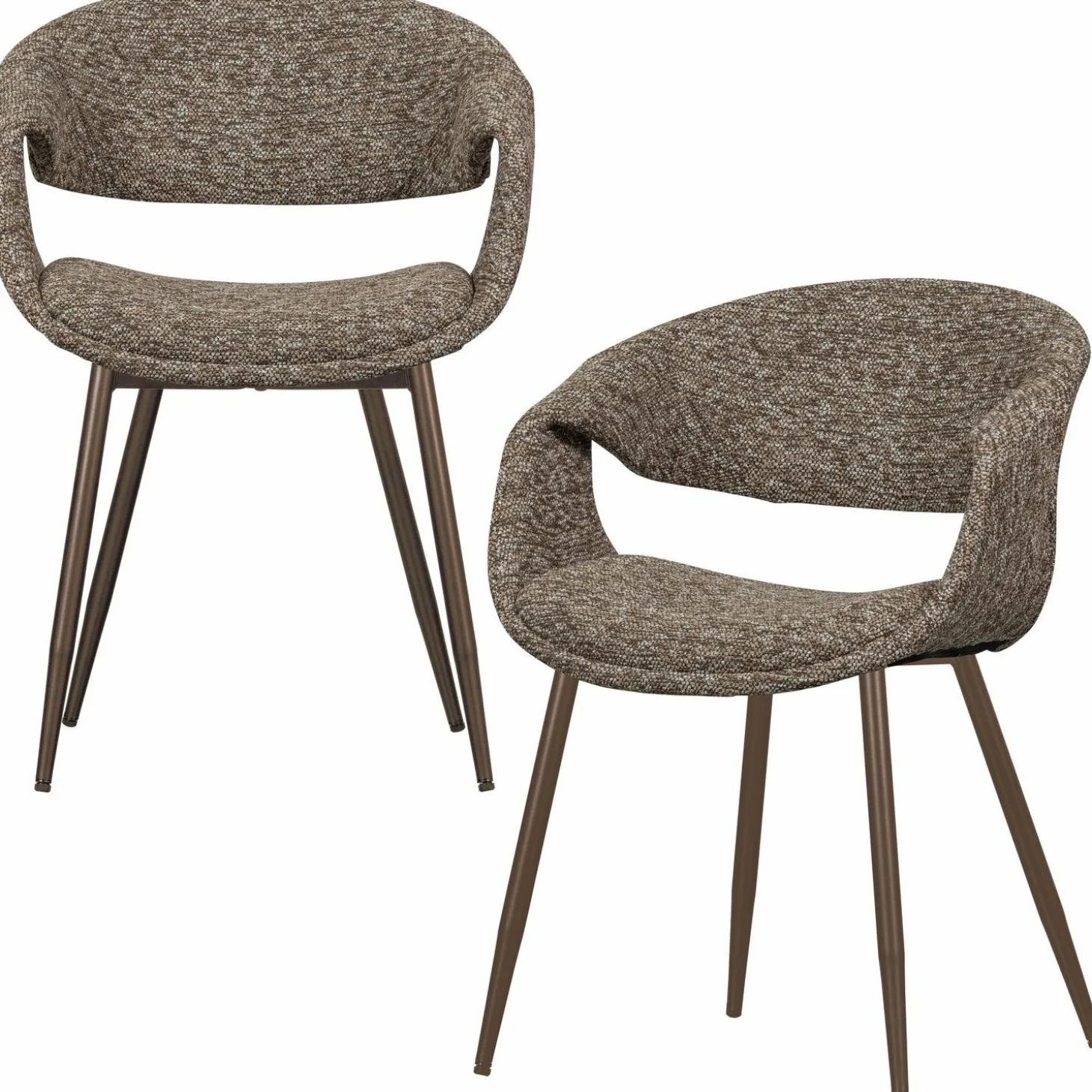 Eetkamerstoel Yossi Koperkleurig onderstel - Bruin - Loft24.nl