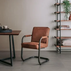 Eetkamerstoelstoel Volano met armleuning - Cognac - Loft24.nl