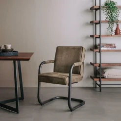 Eetkamerstoelstoel Volano met armleuning - Groen - Loft24.nl