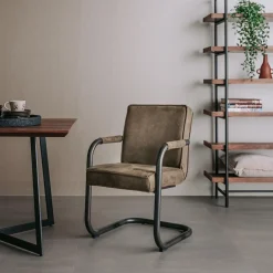 Eetkamerstoelstoel Volano met armleuning - Groen - Loft24.nl