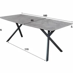 Eetkamertafel Dreams Betonlook - 160 cm - Loft24.nl