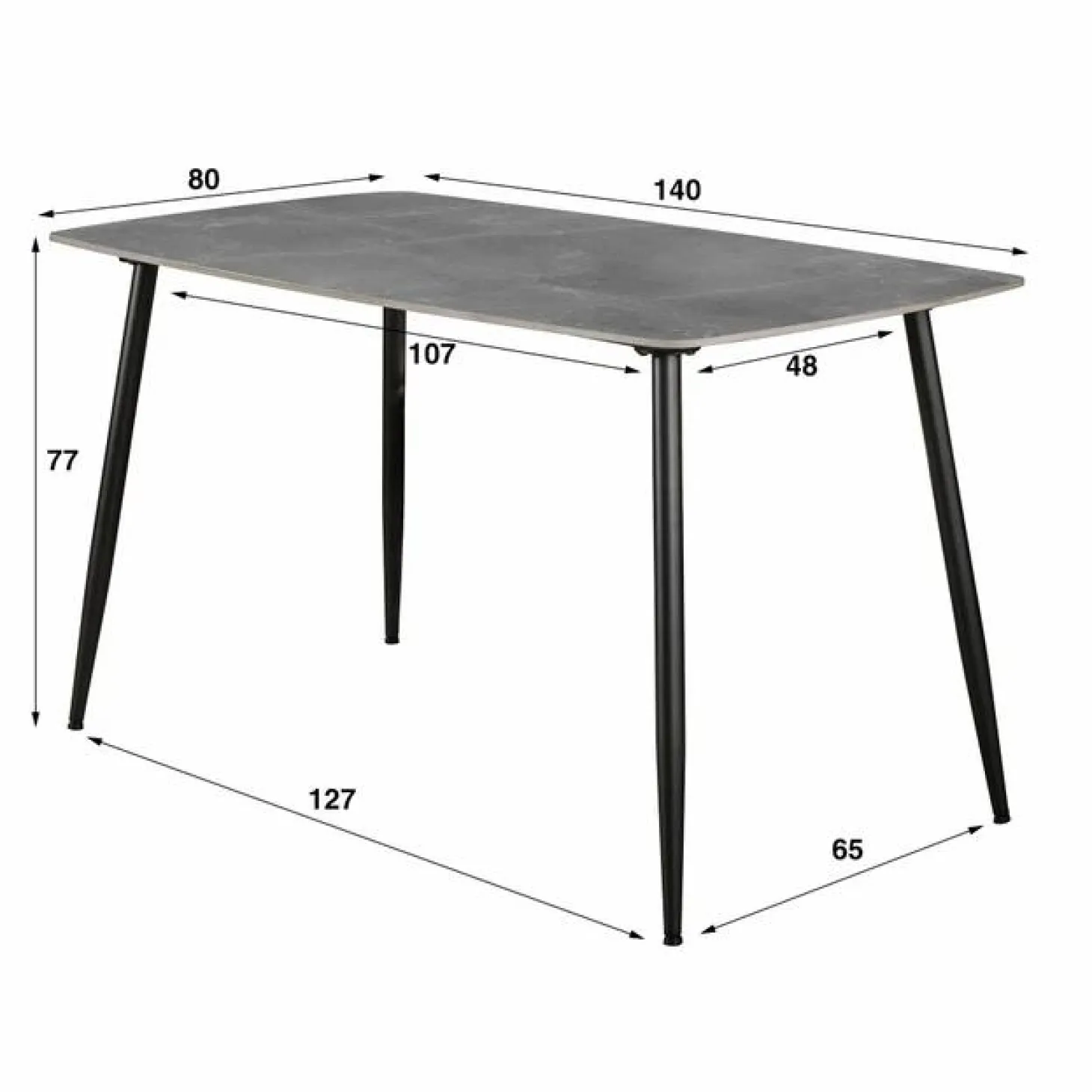 Eettafel Arek Keramiek 140cm - Grijs - Loft24.nl