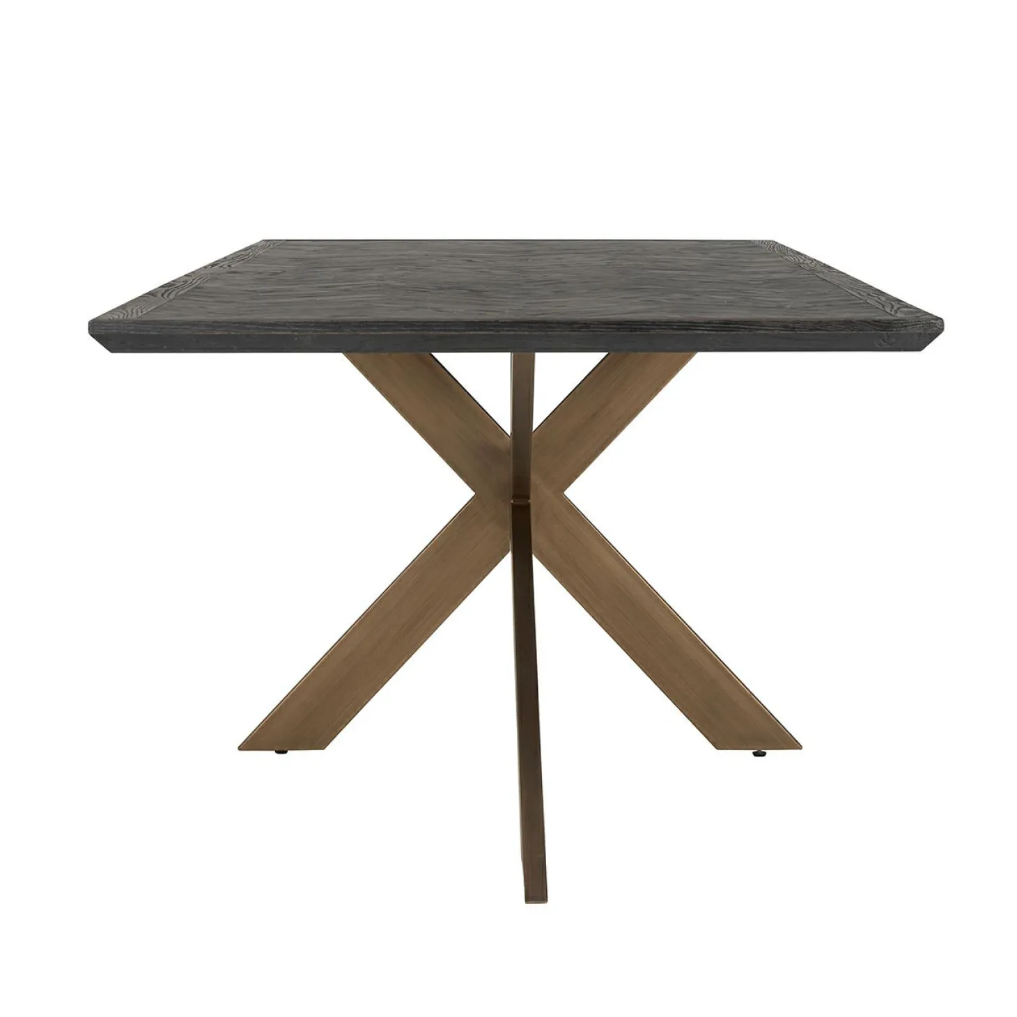 Eettafel Blackbone Eiken 260 x 100 cm met geborsteld gouden spinpoot - Zwart - Loft24.nl