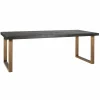 Eettafel Blackbone Eiken 220 x 100 cm met gouden u-poot - Zwart - Loft24.nl